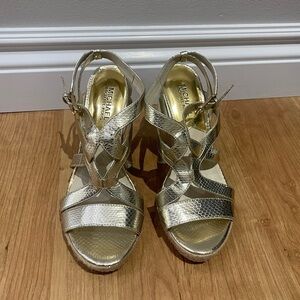 Michael Kors Vintage Women's Gold Wedge Espadrille Heels